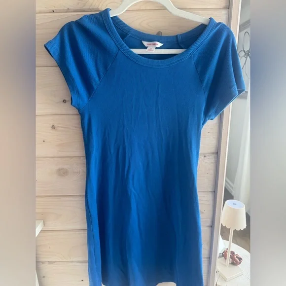 Joe Fresh | Dresses | Joe Fresh Blue Fitted Cap Ribbed Dress | Poshmark